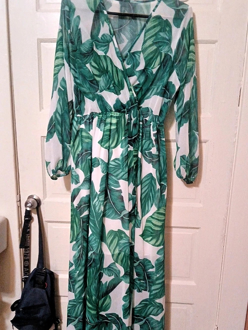 Green & White Floral Maxi Dress Like New